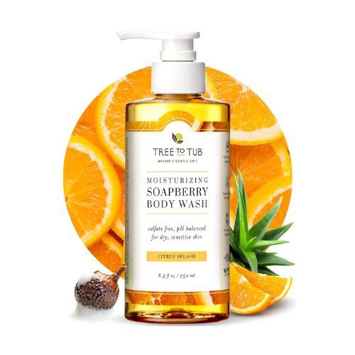 Tree to Tub Citrus Body Wash for Dry Skin & Sensitive Skin - pH Balanced Moisturizing Hydrating Sulfate Free Body Soap for Women & Men w/Organic Shea Butter, Aloe Vera, Natural Soapberry