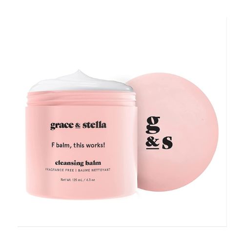 grace & stella Cleansing Balm (4.3 oz/125 ml) Makeup Cleansing Balm - Makeup Remover Balm for All Skin Types to Gently Meltaway Mascara, Eyeliner and Makeup - Fragrance Free, Vegan