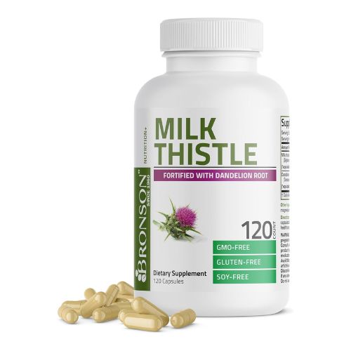 Bronson Milk Thistle Silymarin Marianum & Dandelion Root Liver Health Support, Antioxidant Support, Detox, 120 Capsules