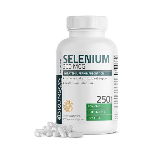 Bronson Selenium 200 mcg – Yeast Free Chelated Amino Acid Complex - Essential Trace Mineral with Superior Absorption, 250 Vegetarian Capsules