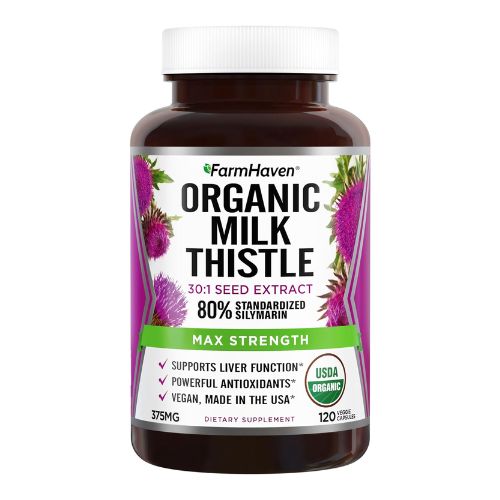 FarmHaven USDA Organic Milk Thistle Capsules |30X Concentrated Seed Extract & 80% Silymarin Standardized - Supports Liver Function and Overall Health | Non-GMO | 120 Veggie Capsules