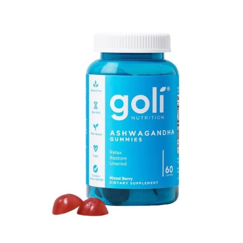 Goli Ashwagandha & Vitamin D Gummy - 60 Count - Mixed Berry, KSM-66, Vegan, Plant Based, Non-GMO, Gluten-Free & Gelatin Free Relax. Restore. Unwind, Pack of 1