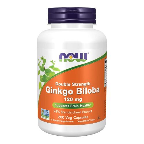 NOW Supplements, Ginkgo Biloba 120 mg, Double Strength, Non-GMO Project Verified, 200 Veg Capsules