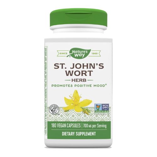 Nature's Way St. John’s Wort Herb, Promotes a Positive Outlook, 700 mg per 2-Capsule Serving, Non-GMO Project Verified, Vegan, 180 Capsules