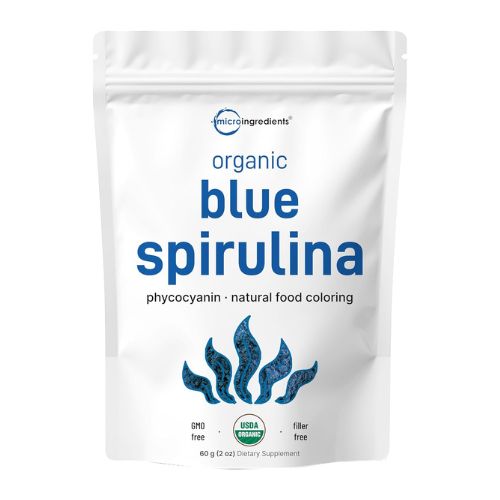 Organic Blue Spirulina Powder (Phycocyanin Extract), 60 Servings - No Fishy Smell, 100% Vegan Protein from Blue-Green Algae, Natural Luminous Food Coloring for Smoothies, Baking, Drinks & Cooking