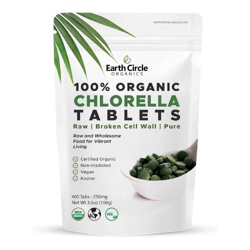 All-Natural Chlorophyll, Green Algae superfood, Broken Cell Wall | High in Protein & Iron, no additives, Vegan - 400 Tablets