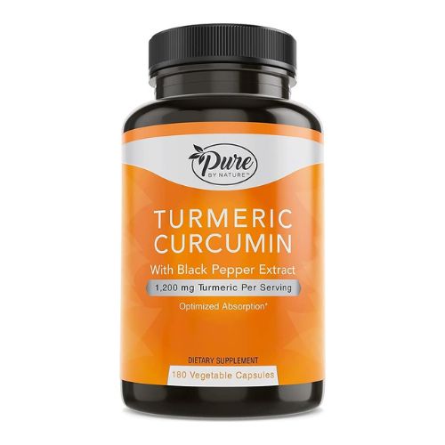 Pure By Nature Turmeric Curcumin with Black Pepper Extract 10 mg Capsules, 1200 mg per Serving, Organic, High Absorption Antioxidant Support (180 Count)