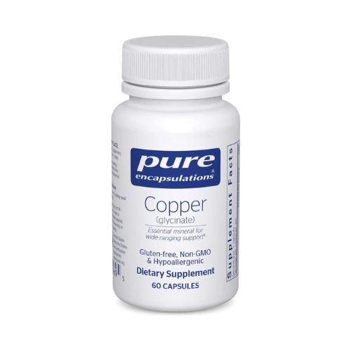 Pure Encapsulations Copper Glycinate 60's - 2 mg Copper Supplement, Supports Red Blood Cell Formation* - Aids Energy Metabolism - Non-GMO & Vegan - 60 Capsules