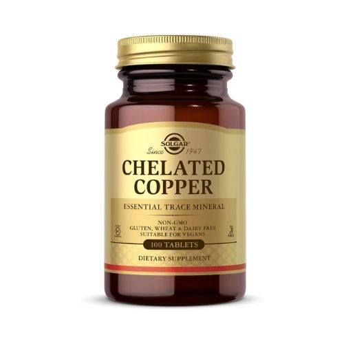 Solgar Chelated Copper, 100 Tablets - Essential for Collagen Formation - Highly Bioavailable Form - Supports Connective Tissue - Non-GMO, Vegan, Gluten Free, Dairy Free, Kosher - 100 Servings